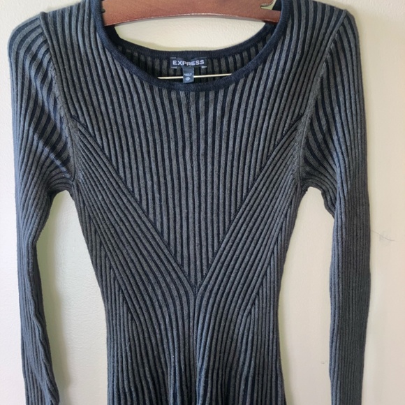 Women's long-sleeve, ribbed knit sweater dress from Express - Picture 3 of 5